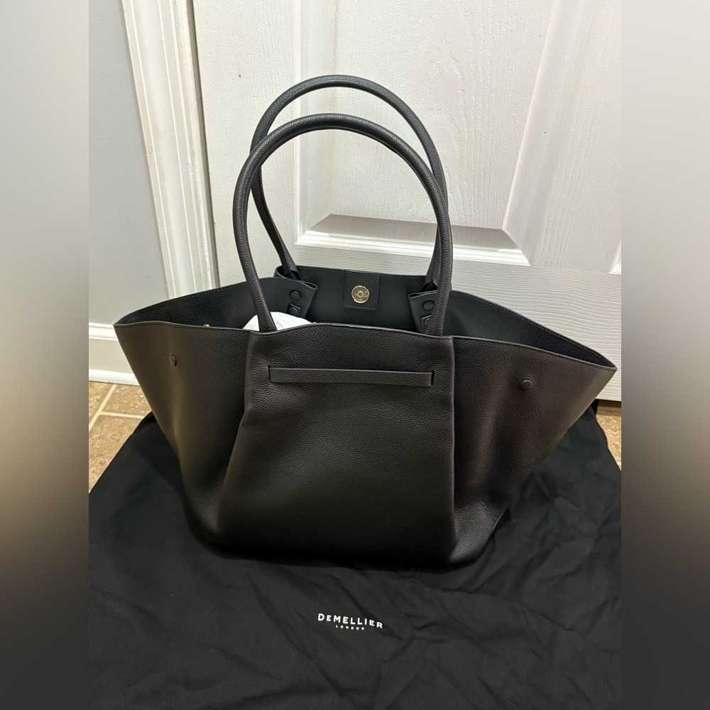 DeMellier Black Leather Tote Bag NWOT - Picture 4 of 7